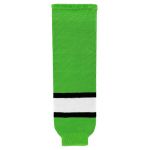 HS630 Knitted Striped Hockey Socks - Lime Green/Black/White - Front