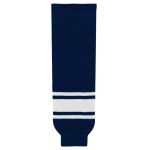 HS630 Knitted Striped Hockey Socks - Navy/White - Front