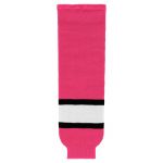 HS630 Knitted Striped Hockey Socks - Pink/White/Black - Front