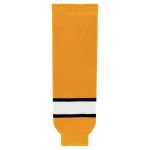 HS630 Knitted Striped Hockey Socks - Gold/White/Black - Front