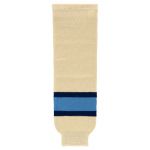 HS630 Knitted Striped Hockey Socks - Sand/Navy/Sky - Front