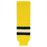 HS630 Knitted Striped Hockey Socks - 2011 Michigan Maize - Front