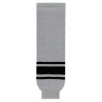 HS630 Knitted Striped Hockey Socks - Grey/Black - Front