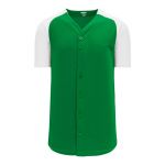 BA1875 Full Button Baseball Jersey - Kelly/White - Front