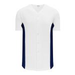 BA1890 Full Button Baseball Jersey - White/Navy - Front