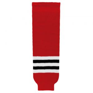 HS630 Knitted Striped Hockey Socks - Chicago Red - Front