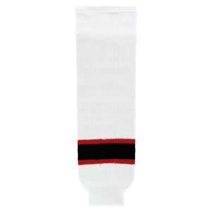 HS630 Knitted Striped Hockey Socks - New Jersey White - Front