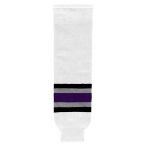 HS630 Knitted Striped Hockey Socks - 1998 Los Angeles White - Front