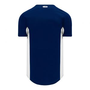 BA1890 Full Button Baseball Jersey - Navy/White - Back