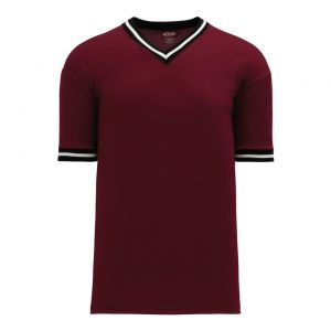 BA1333 Pullover Baseball Jersey - Maroon/Black/White - Front