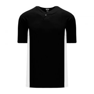 BA1343 One Button Baseball Jersey - Black/White - Front