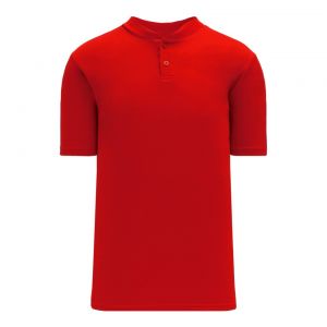 BA1347 Two Button Baseball Jersey - Red - Front