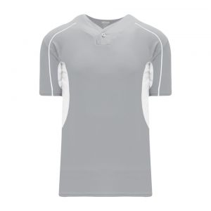 BA1745 One Button Baseball Jersey - Grey/White - Front