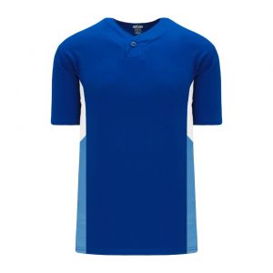 BA1763 One Button Baseball Jersey - Royal/Sky/White - Front