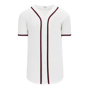 BA5500 Full Button Baseball Jersey - Atlanta White/Navy/Red - Front