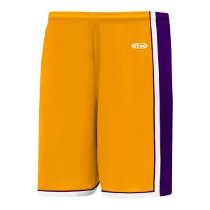 BS1735 Pro Basketball Shorts - Gold/Purple/White - Front