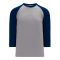 BA1846 Pullover Baseball Jersey - Heather Grey/Navy - Front